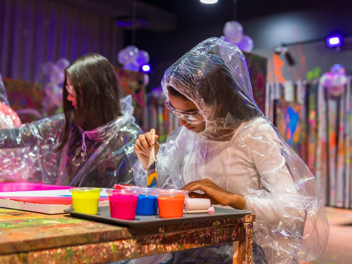 Kids splat painting activity in Kuwait